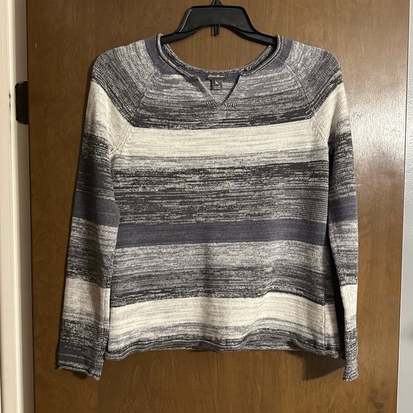 Eddie Bauer Grey Stripe Sweater - Picture 1 of 3
